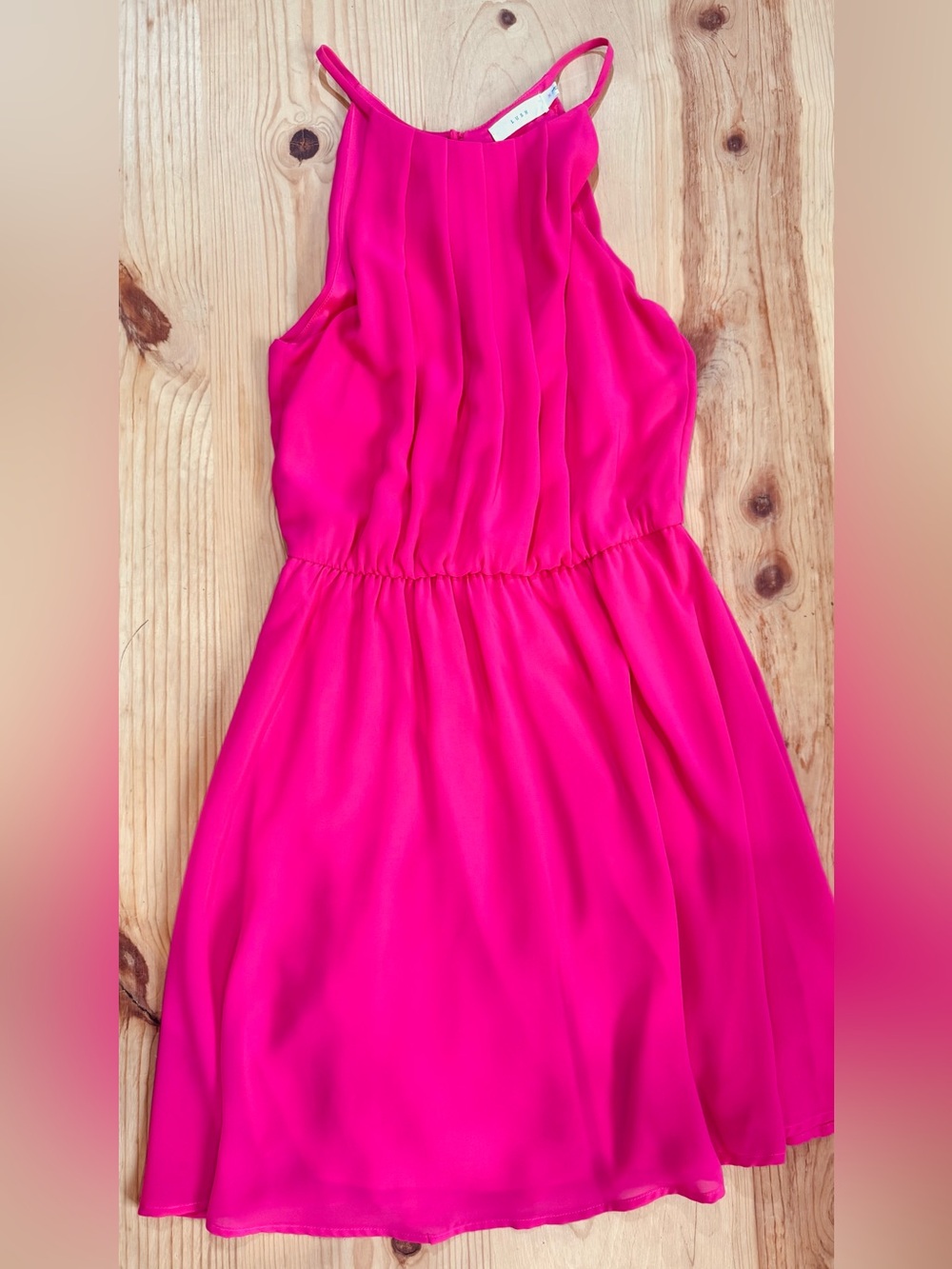 LUSH Hot Pink Sleeveless Halter Dress